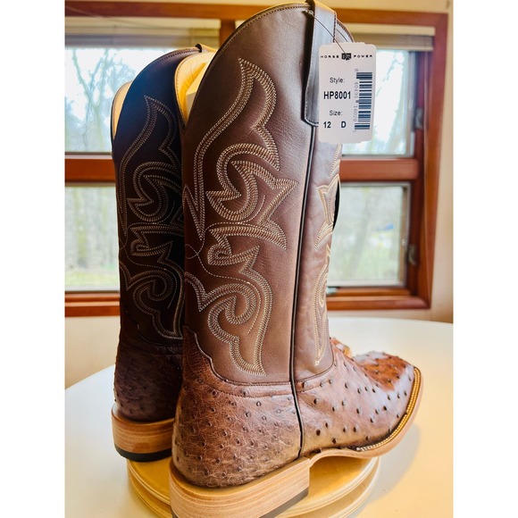 HORSE POWER Cowboy Boots TOP HAND KANGO TOBACCO FQ OSTRICH - HP8001 Mens 12 D - Picture 2 of 6